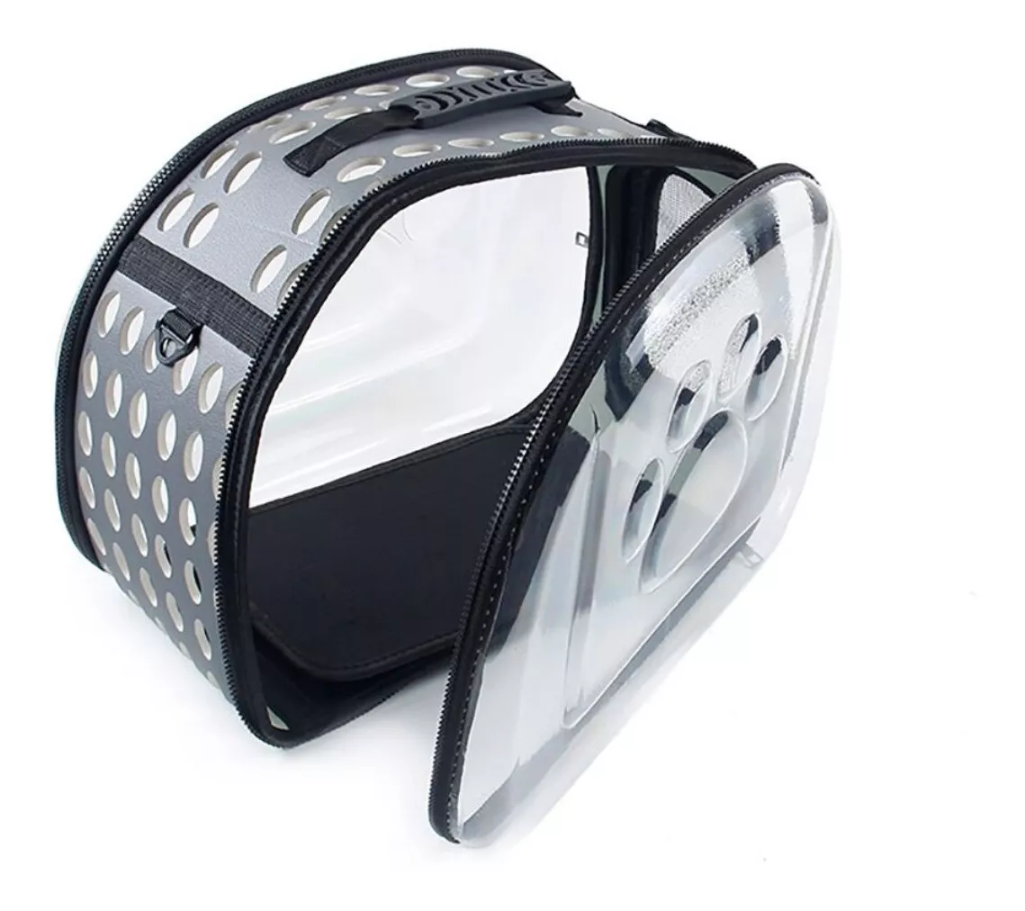 Porta Mascota Bolso Gato Perro 48x28x32cm Panorámico Gris - Imagen 5