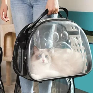 Porta Mascota Bolso Gato Perro 48x28x32cm Panorámico Gris