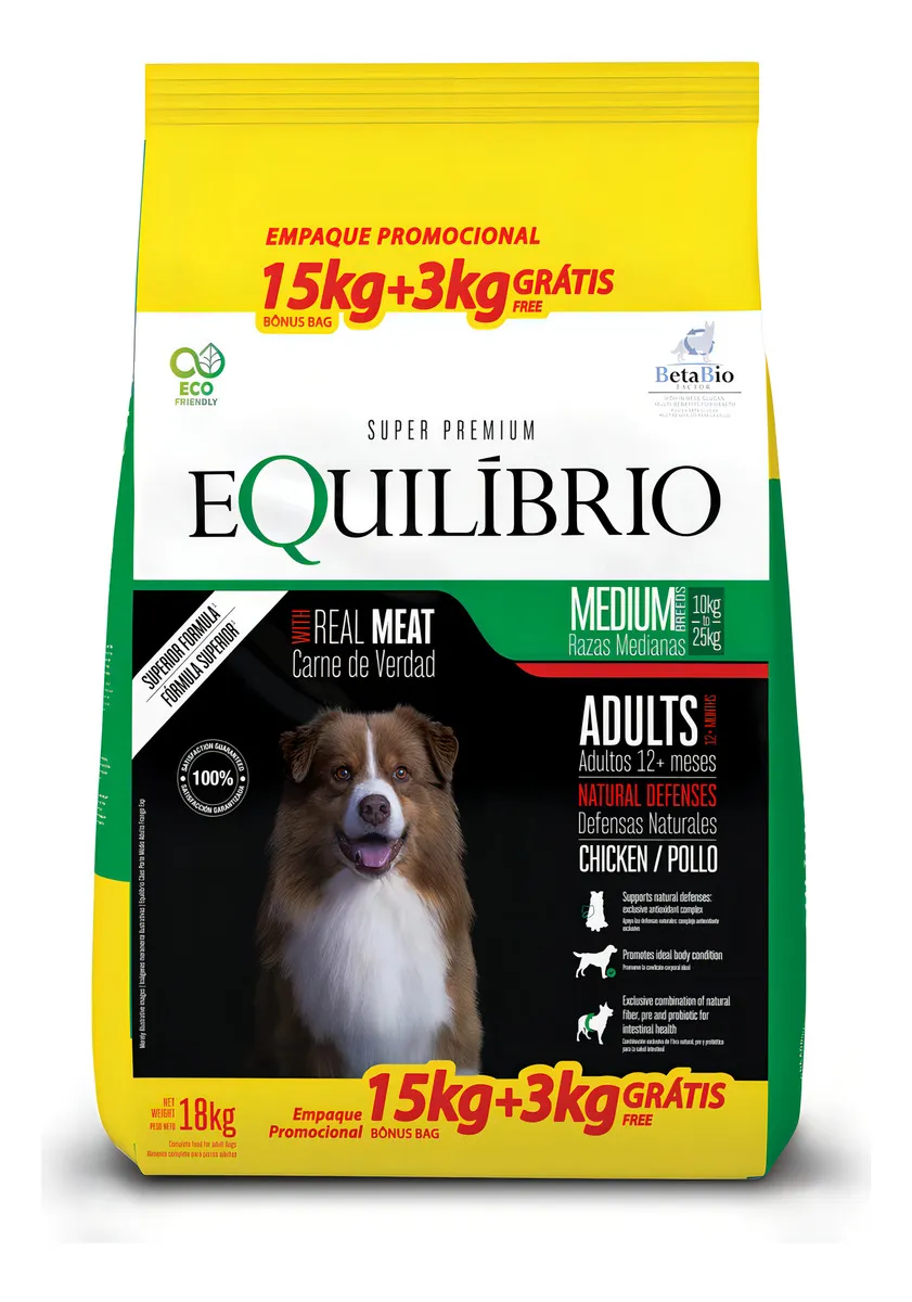 Equilíbrio Active Total Alimentos De 18kg Para Perro Adulto Raza Mediana Sabor Pollo